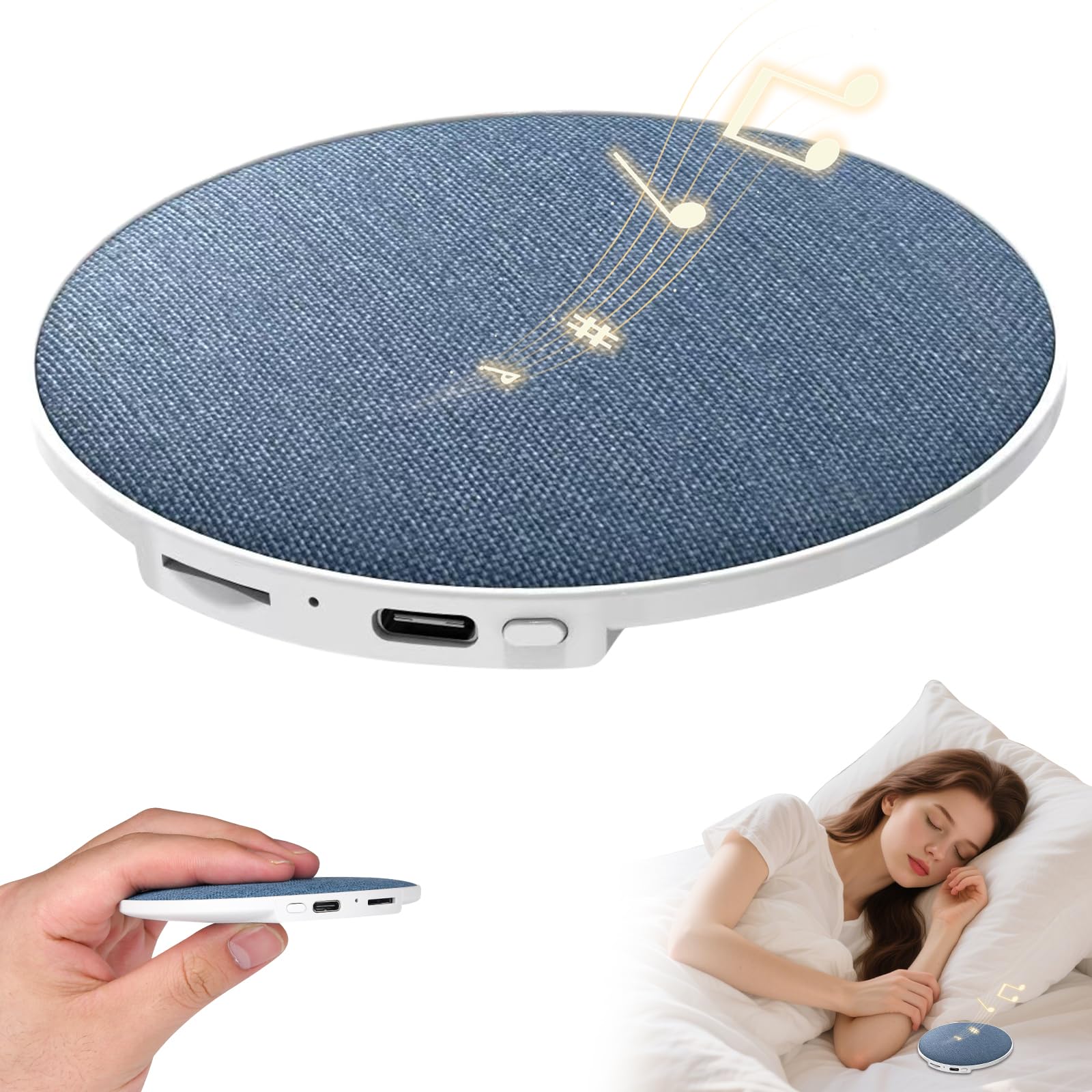 Altavoz Bluetooth Para Almohada – Altavoz Bluetooth Para Colocar Bajo La Almohada Con Ruido Blanco – Mini Altavoz Para Almohada – Altavoz PortáTil Para Un SueñO Profundo Y Escucha Privada En La Cama