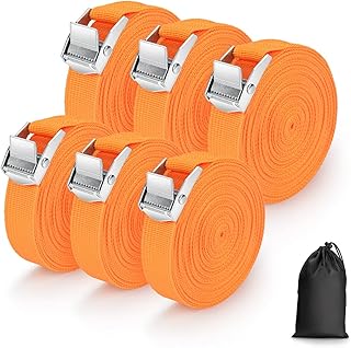 Spanngurte mit Klemmschloss, 3 Stück 250kg 4m x 2.5cm und 3 Stück 250kg 6m x 2.5cm, Schnellspannung Spanngurt Befestigungs...