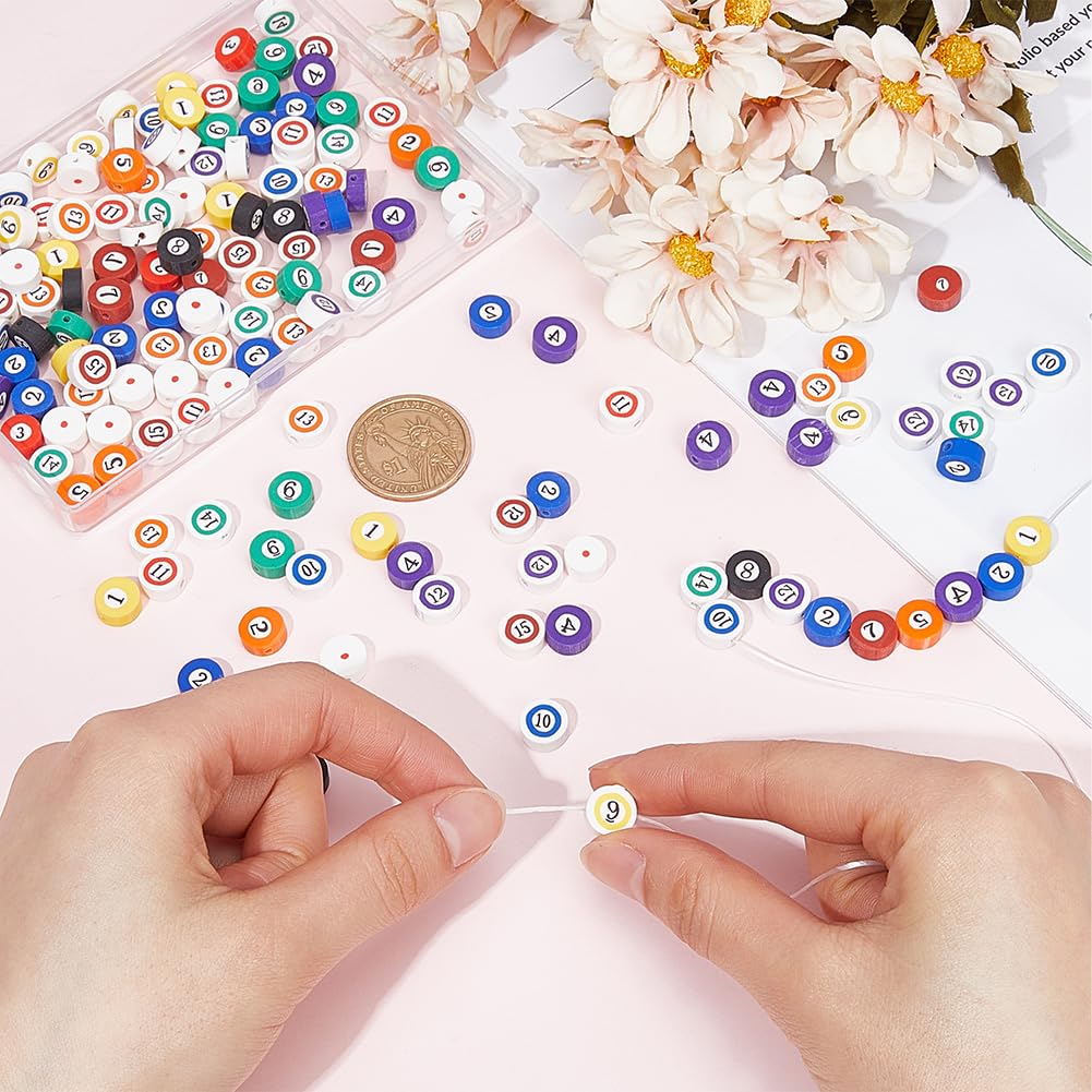 SUNNYCLUE 200 Polymer Tonperlen – Flach, Rund Mit Billardkugel-Muster, 9,5 Mm, Für Schmuck DIY