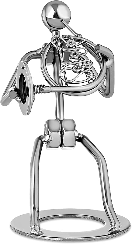 Broadway Gift French Horn Player Metal Decorative Musician Figurine | Hand-Crafted Silver-Tone 6-Inch Tabletop Decor for Band Member or Teacher