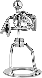 Broadway Gift French Horn Player Silver Tone 6 inch Table Metal Decorative Musician Tabletop Figurine