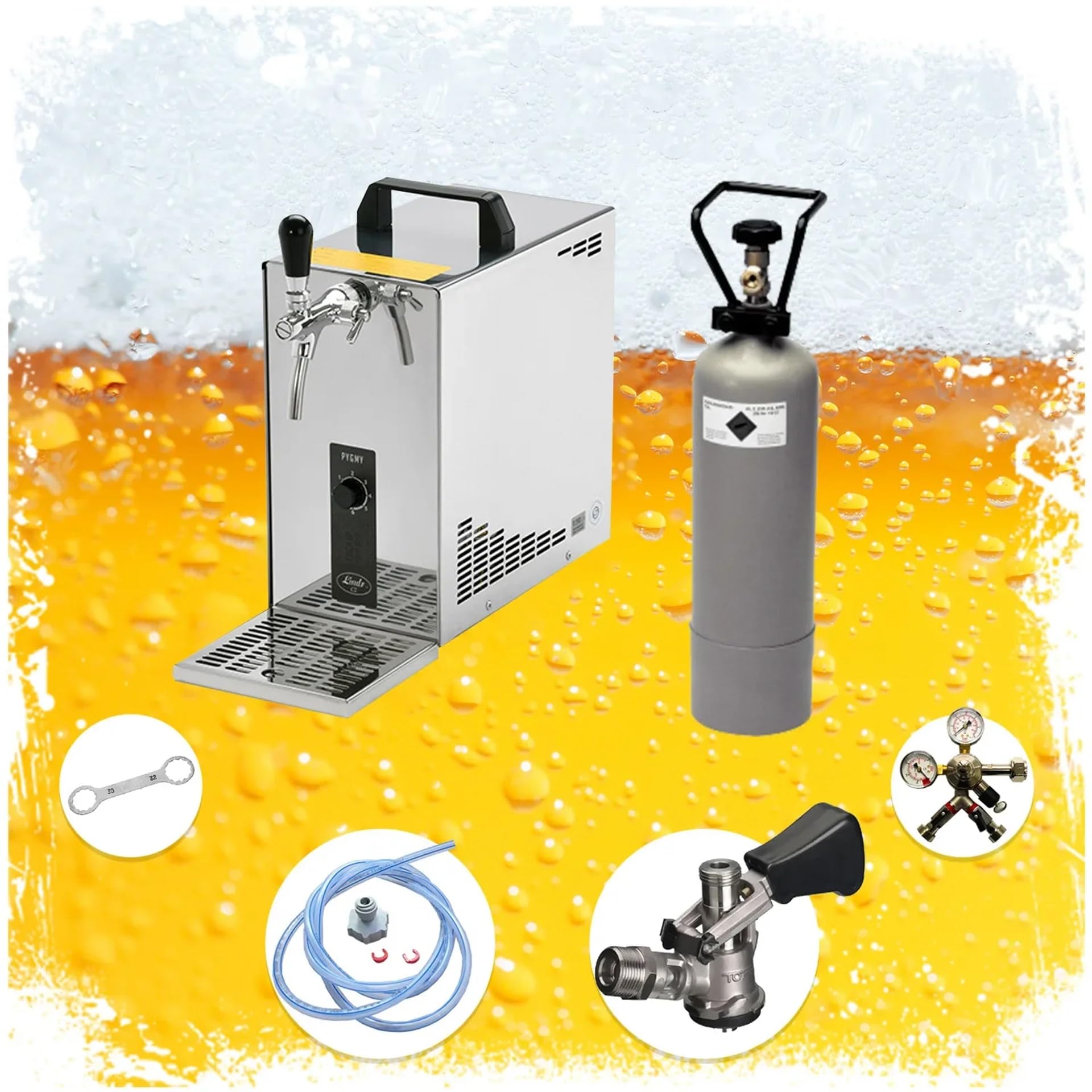 Pygmy kit completo sistema de dispensación de cerveza monolínea, enfriador seco 35 l/h con adaptador de 5 l
