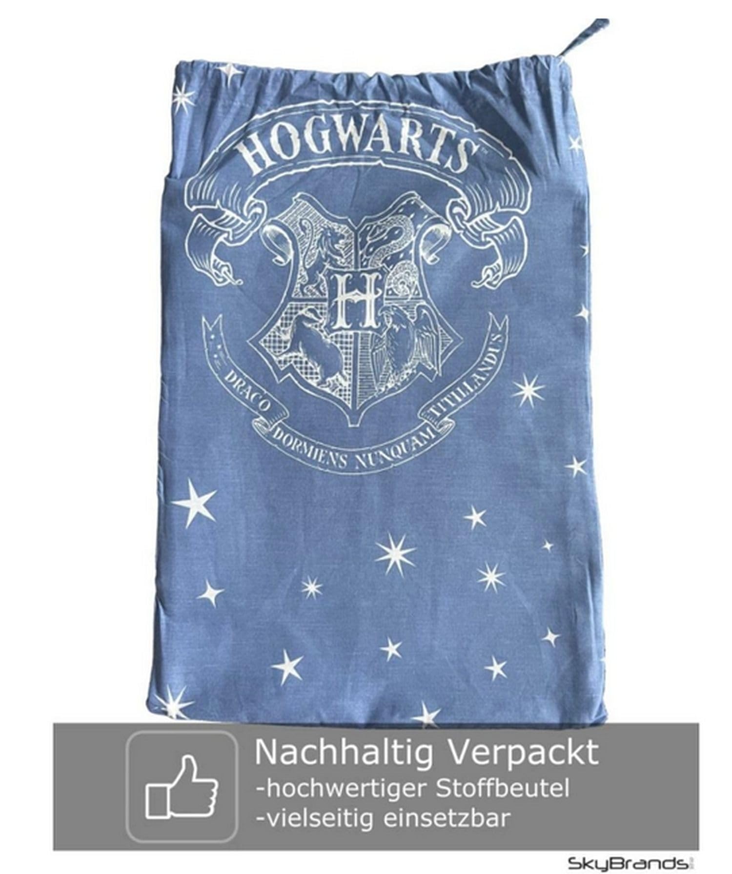 Harry Potter, juego de ropa de cama 135x200 80x80 con funda de almohada Hogwarts [con bolsa de almacenamiento], 100% algodón, libre de sustancias nocivas, certificado Öko-Tex Standard, medidas