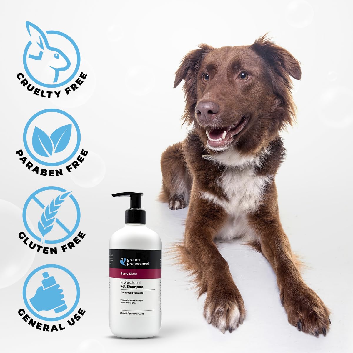Groom Professional Berry Blast Dog Shampoo (4 L) – Salon Size 10 : 1 Concentrate with Natural Berry Extracts, Deep Cleansing and Moisturising Formula, Restores Shine and Freshness, Made in UK