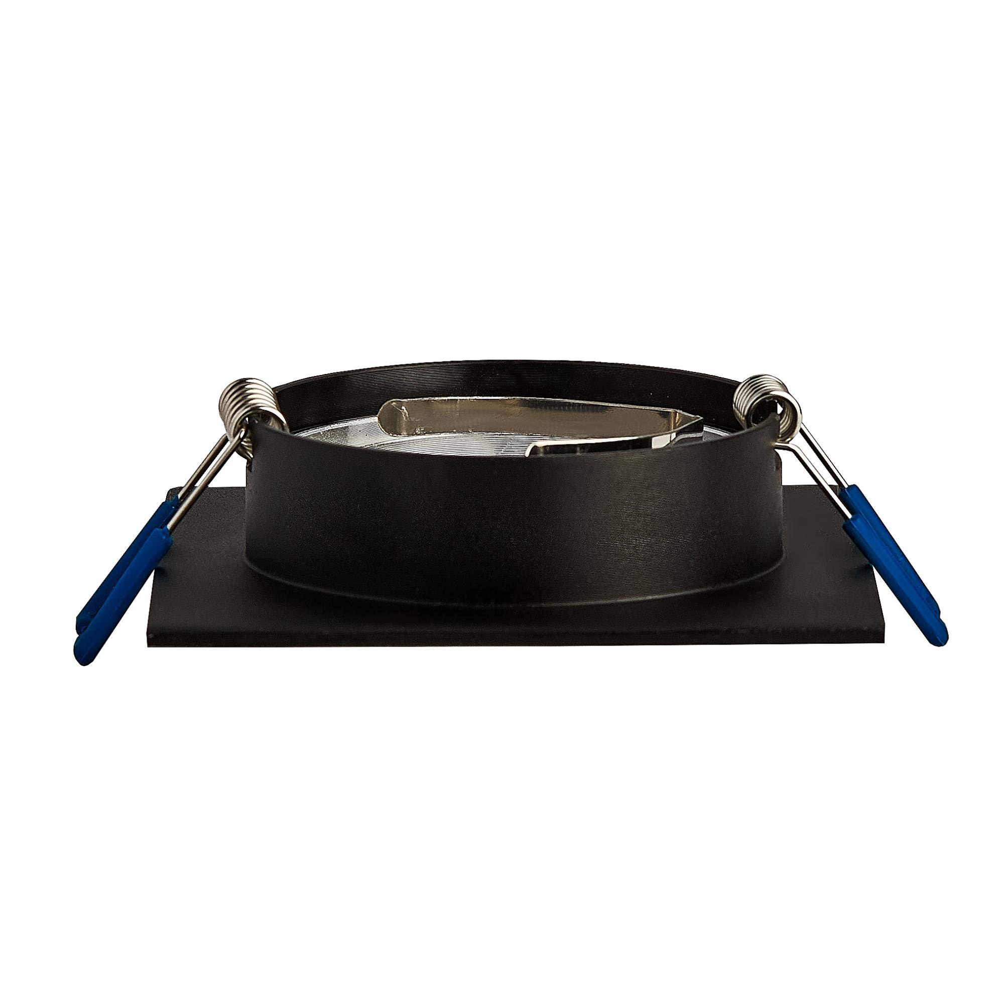 Set di 6 telai da incasso per faretto da incasso quadrato, nero, orientabile, piatto, per lampadine GU10 MR16, diametro 80 mm, foro per soffitto, faretto da incasso