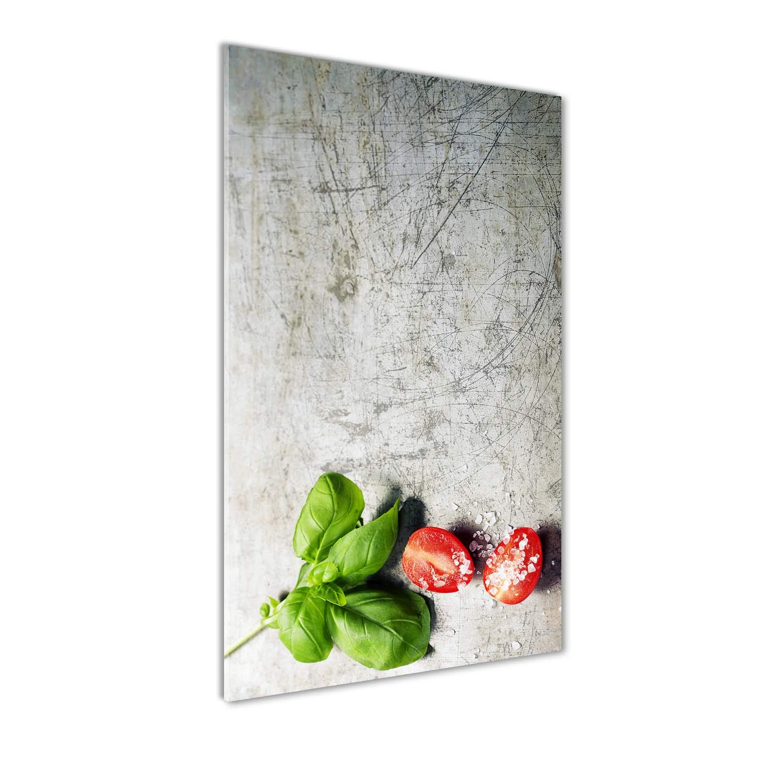 Image sur verre de tomates et basilic vert 60x120 cm idéale pour décorer le salon