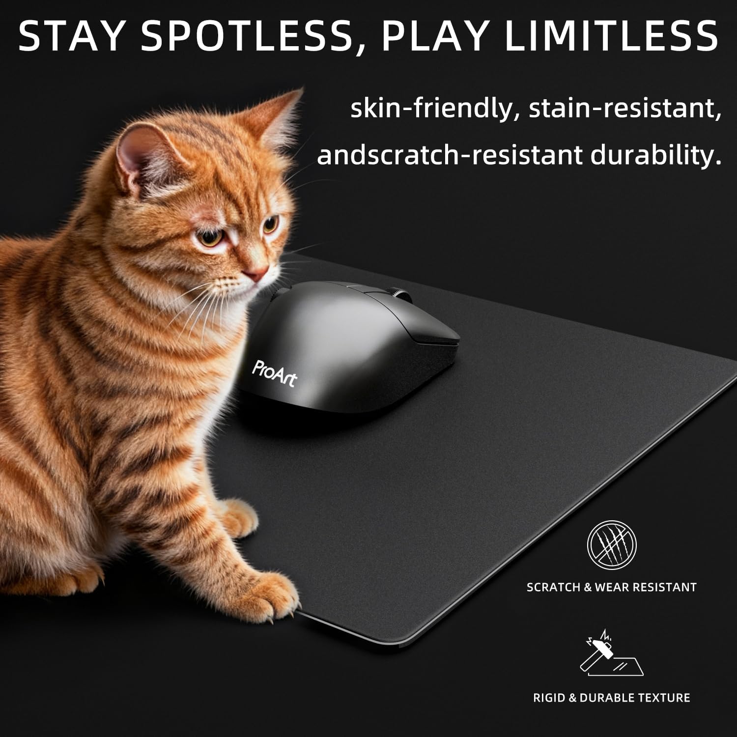 Glass Gaming Mousepad, Tempered Glass Hard Mouse Pad,Smooth Surface,Precise Control,Suitable for Esports Games and Office Use,15.7x17.7In,Black
