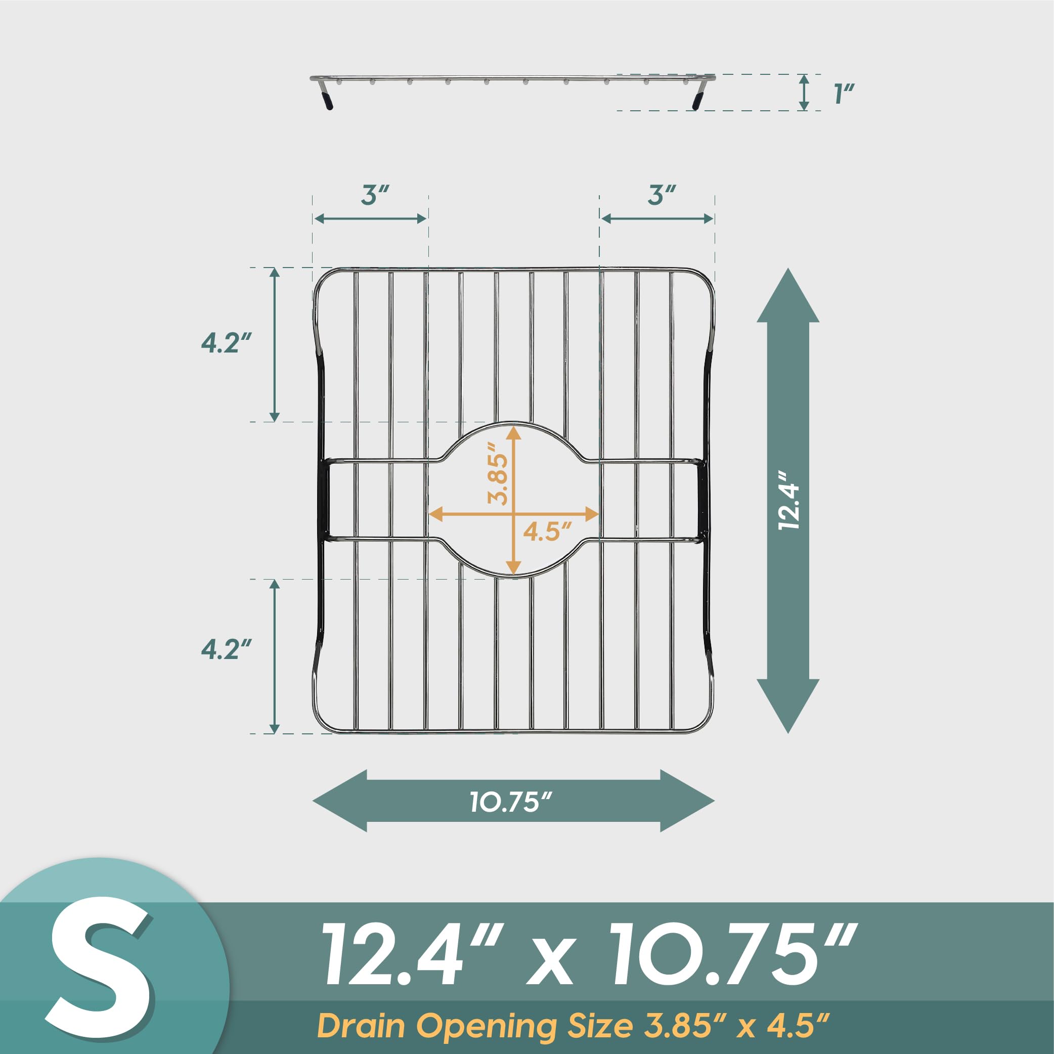 SunnyPoint 304 Stainless Steel Sink Protector Rack Rust-Resistant Grid for Kitchen Sink Bottom Scratch Prevention Drainage Support Fits — view 2