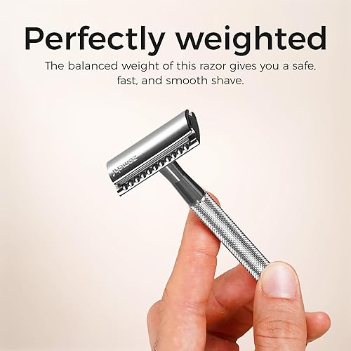 Miniatura 4 de ZOMCHI Maquinilla de afeitar de seguridad de doble filo para hombres y mujeres, maquinilla de afeitar de metal con 5 cuchillas de afeitar de