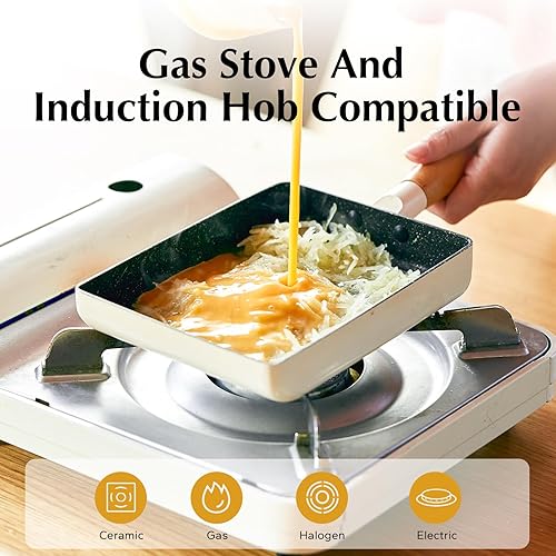 Miniatura 4 de ROCKURWOK - Sartén rectangular anti adherente para omelet japonés o tamagoyaki, tamaño pequeño