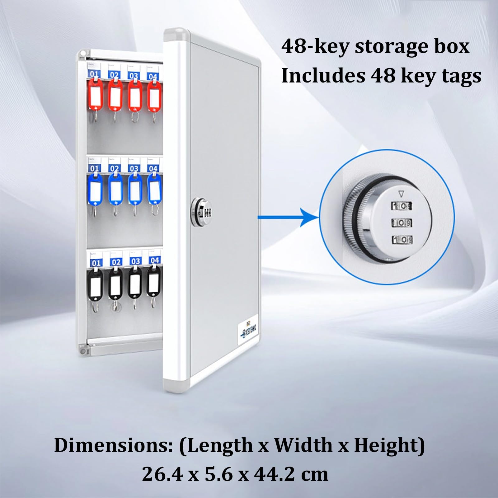 Armario para llaves con cerradura digital, caja de almacenamiento de llaves montada en la pared con etiquetas y etiquetas, caja de bloqueo para oficina, almacén, hospital, empresa