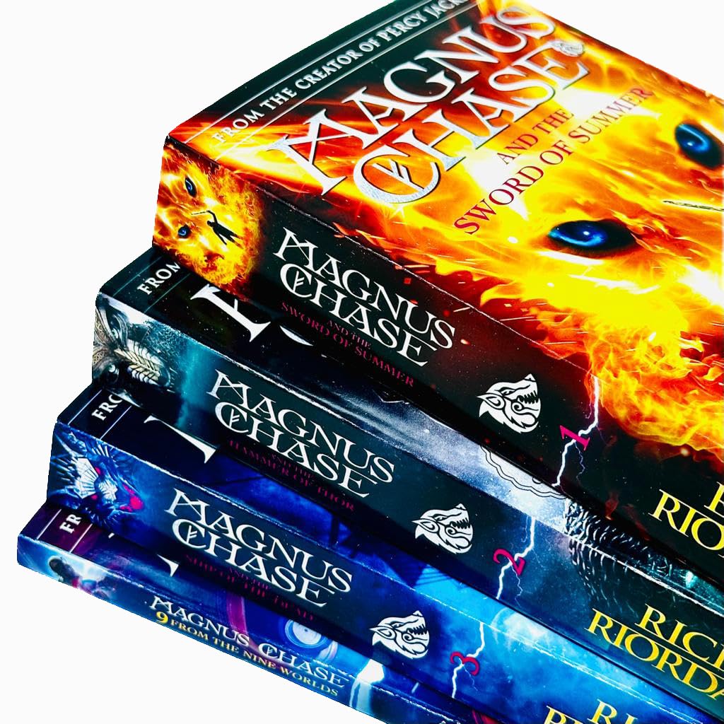 Magnus Chase and the Gods of Asgard 4 Books Collection Set By Rick Riordan (The Sword of Summer, The Hammer of Thor, The Ship of the Dead & 9 From the Nine Worlds)