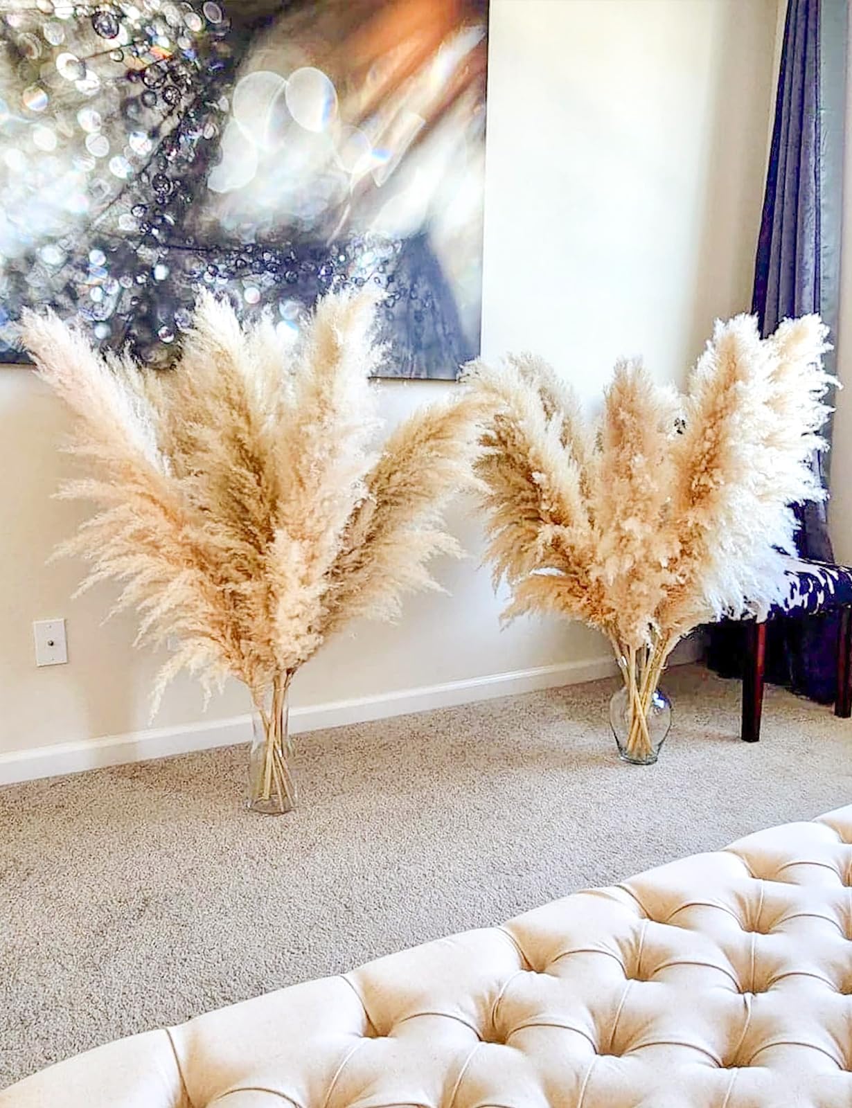 10 Stück Pampasgras Groß (39In/100cm), Pampas Grass XXL, Pampasgras für Boho DekoWohnzimmer Tisch Schlafzimmer Hochzeits Badezimmer Vase