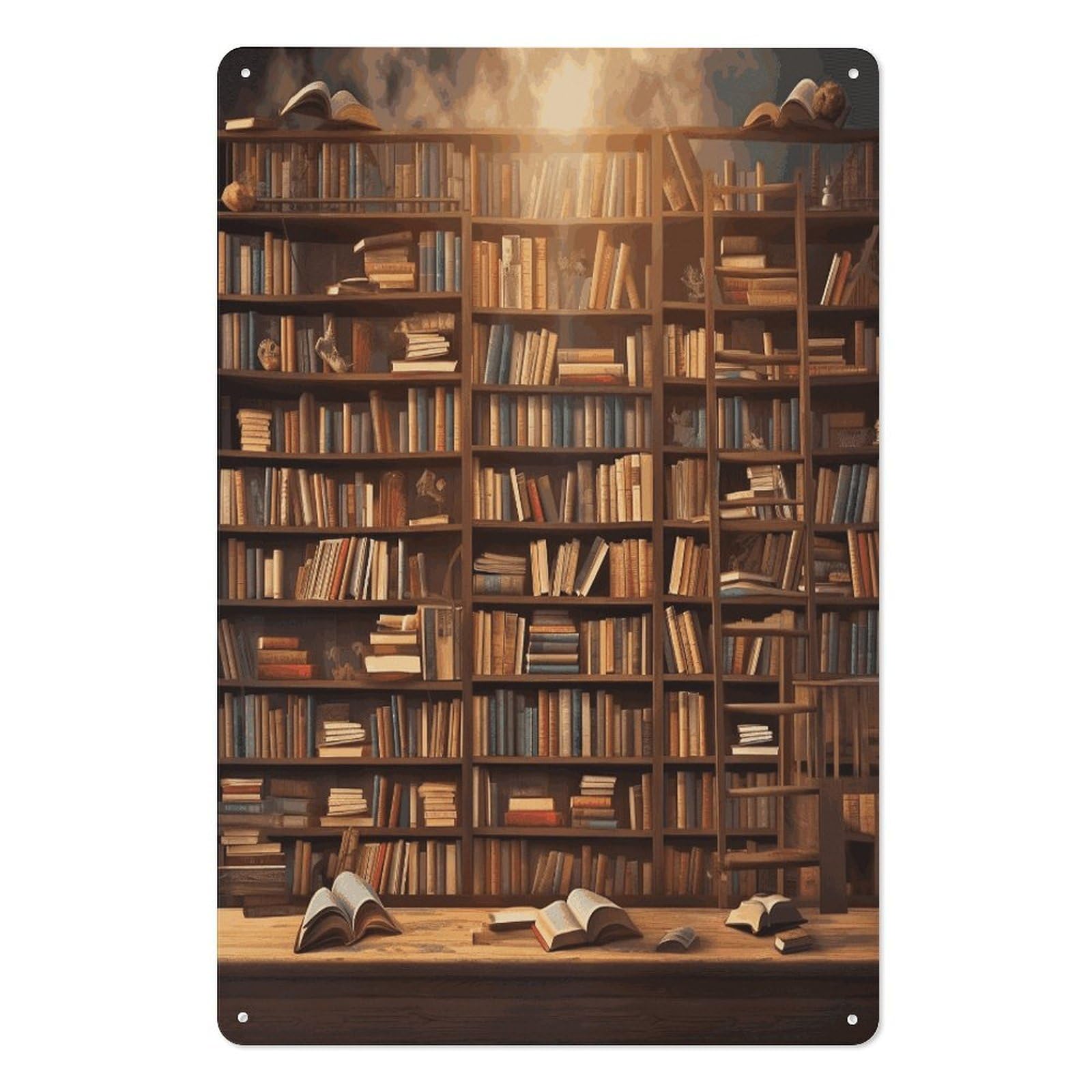 Books Tin Sign Novelty Vintage Wall Art for Home Farmhouse Decor Metal Signs Classical Tin Hanging Picture for Yard Hotel Living Room 11.8x7.8 Inches