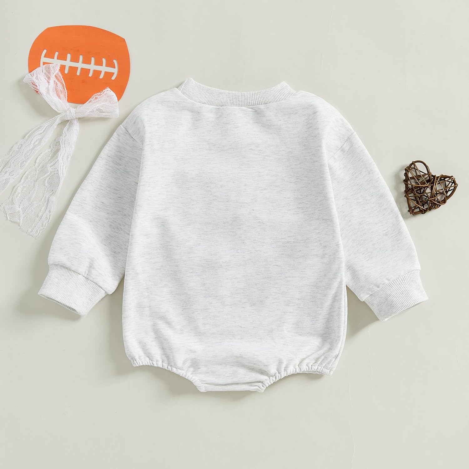 Newborn Baby Girl Football Clothes Football Bow Sweatshirt Romper Long Sleeve Bubble Romper Cute Fall Winter Outfit - Image 4