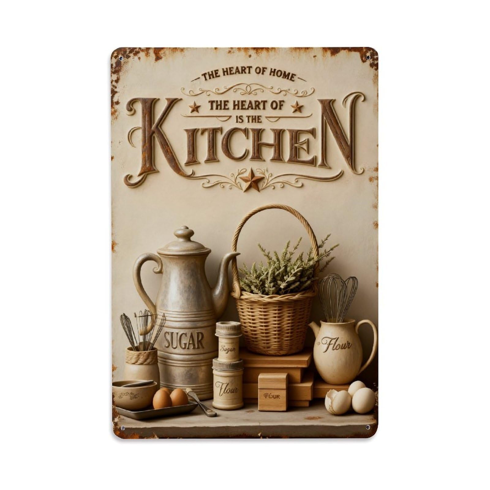 Vintage Kitchen Decor Art Vintage Metal Tin Sign Retro Wall Decor, Bar Garage Cafe Kitchen Home Wall Art Poster Decoration 8x12inches