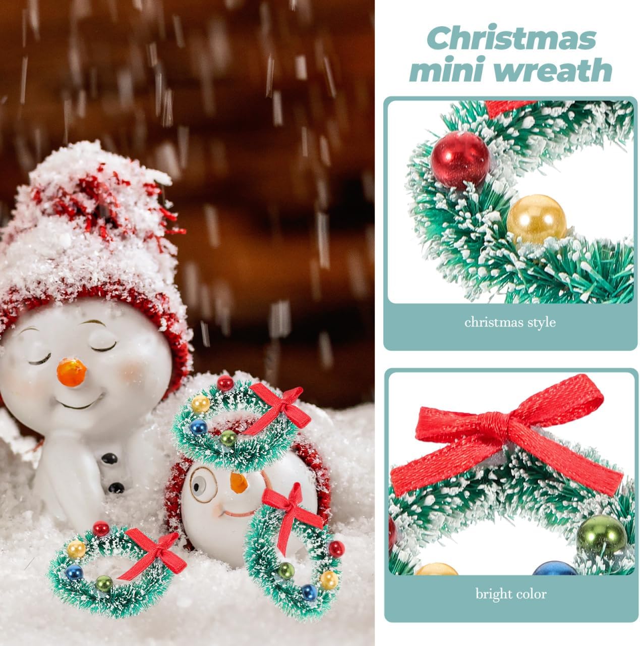 VOSAREA 10pcs Mini Christmas Wreaths Small Crafts Wreaths Christmas Red Bow Artificial Hanging Garlands for Front Door Window Chair Wall Dollhouse Decor - Image 7