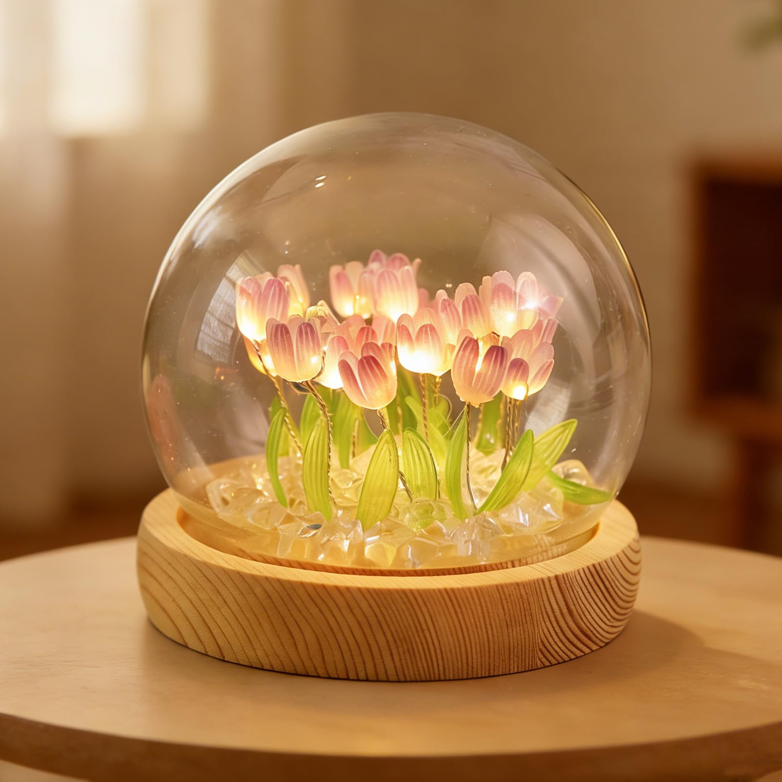 ANBET Pretty 20 Tulips Lamp Flower Night Light, Cute Tulip Light Bedroom Tulip Night Lights Decor Gifts for Mother Wife Mother's Day Valentine's Day - Battery Powered (not Included)