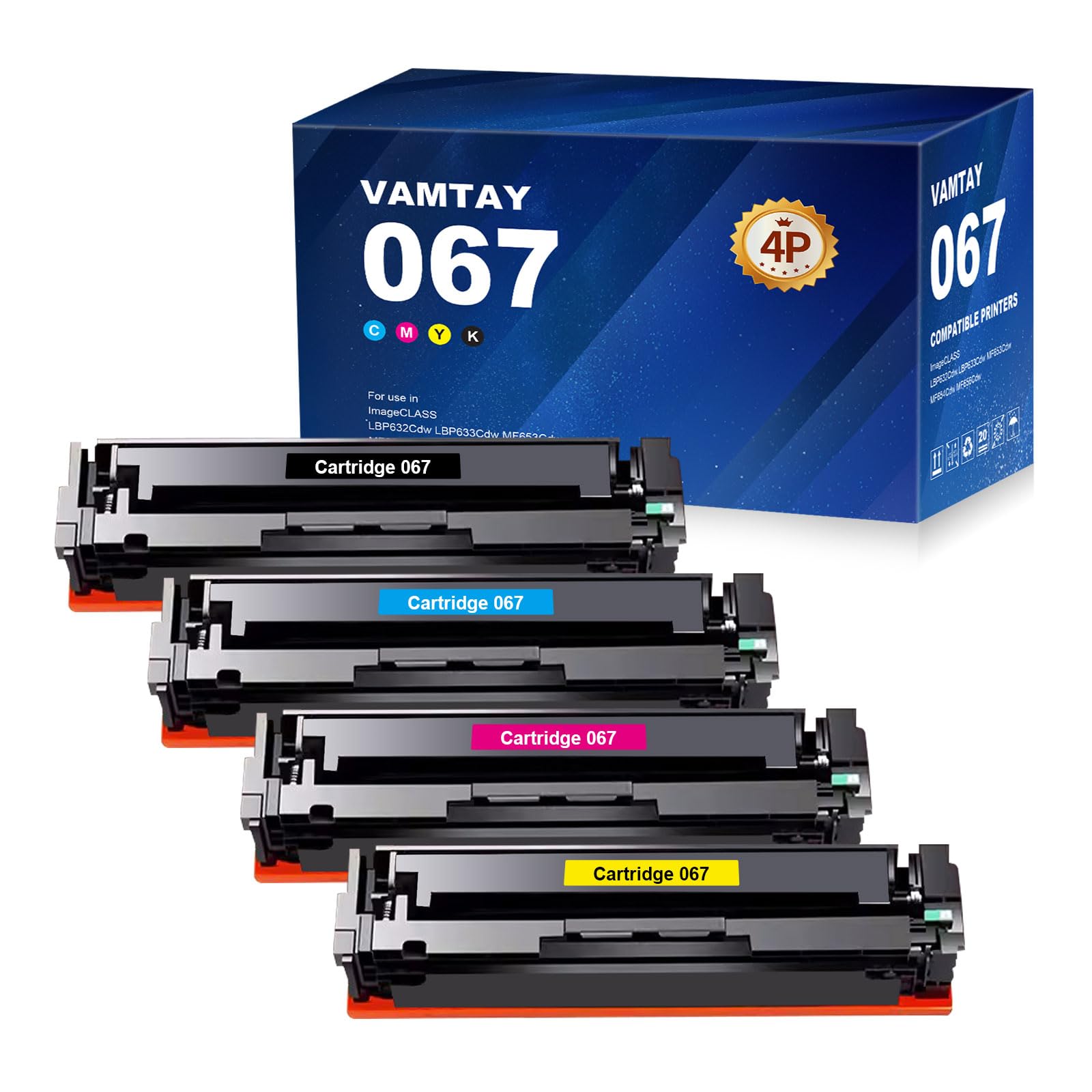 067 Toner Cartridge Compatible Replacement for Canon 067H for Canon imageCLASS MF656Cdw MF653Cdw MF654Cdw LBP632Cdw LBP633Cdw Printer (4 Pack)