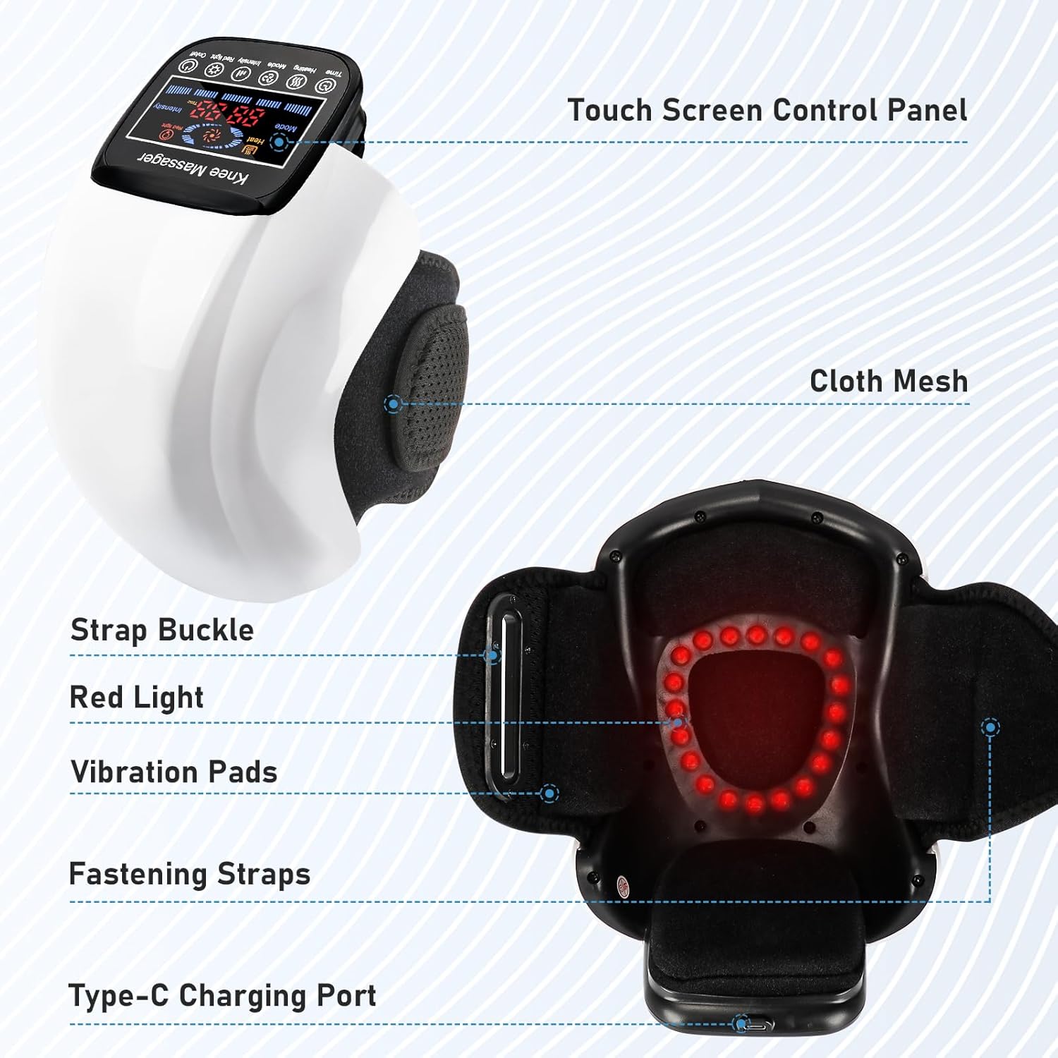 Knee Massager 4 in 1 with Heat, Vibration, Red Light and 3D Massage, Cordless, Portable, Rechargeable, Gift for Families Friends Christmas, 2 Pack - Image 8