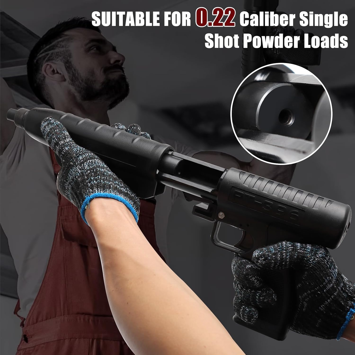 .22 Caliber Fastener Tool, Low Velocity Powder Actuated, Single Shot Trigger