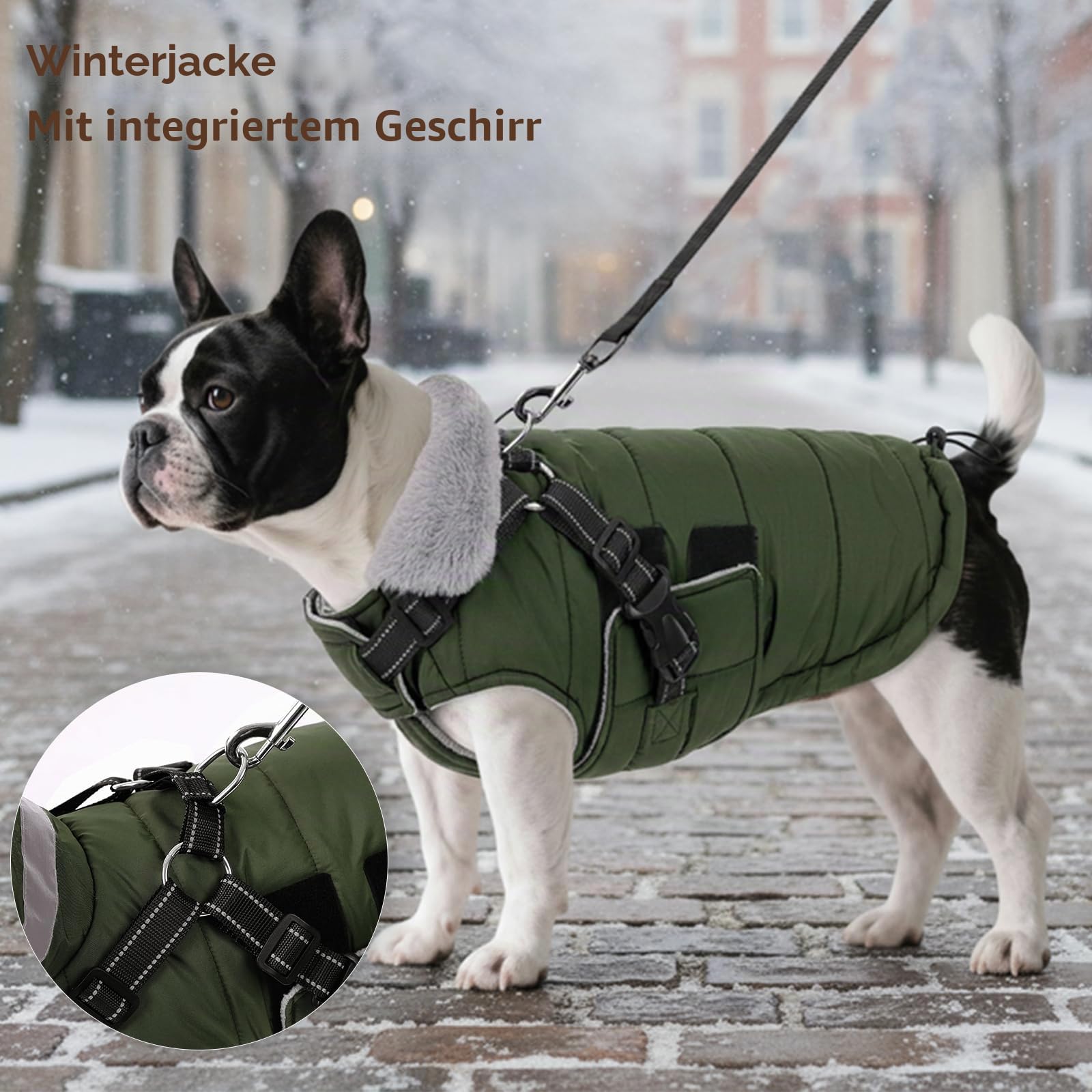 ASENKU Hundemantel Winter mit Geschirr XL Wasserdicht für Grosse Hunde | Reflektierend Fleece Hundejacke Ideal für Gassigehen bei Nacht, Schnee,Wandern und Camping, für Golden Retriever, Labrador