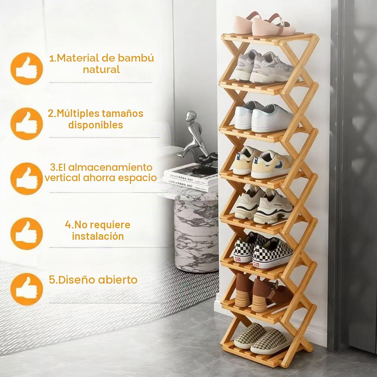 Zapatero Vertical Estrecho, Estante Plegable portátil de 7 Niveles, sin instalación, Zapatero Independiente para pasillos, dormitorios, Sala de Estar y Espacios pequeños (7 Tier)