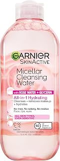 Garnier Water Rose Micellar Cleansing Water: Hydrating Makeup Remover & Facial Cleanser for All Skin Types, Vegan, Cruelty-Free, 13.5 Fl Oz