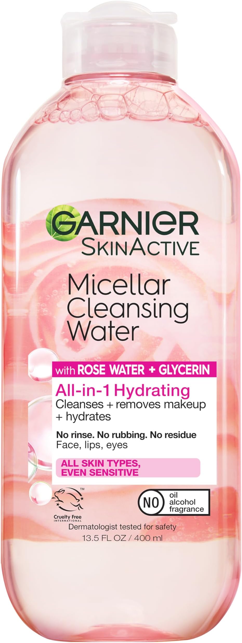 SkinActive Micellar Cleansing Water with Rose Water and Glycerin, All-in-1 Hydrating, For Normal to Dry Skin, 13.5 Fl Oz…