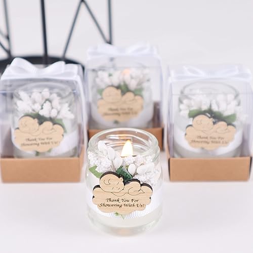 Miniatura 1 de Pack of 8 Glass Candle Jars, Handmade Baby Shower Favors for Guests Glass Cylinder Candle Holder, Baby Shower Decorations Glass Candles, Baby Shower