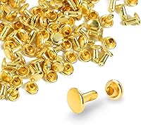 Vista 25 de 200 juegos de remaches redondos de 6 mm con tapas dobles, remaches de cuero, pernos tubulares metálicos para bolsos, sombreros, zapatos, ropa