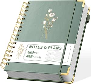 Ovesmusl Undated Daily Planner - 126 Days Hourly Schedule & To Do List - A5 Hardcover Spiral Notebook with Stickers, Metal Corner Protectors & Back Pocket