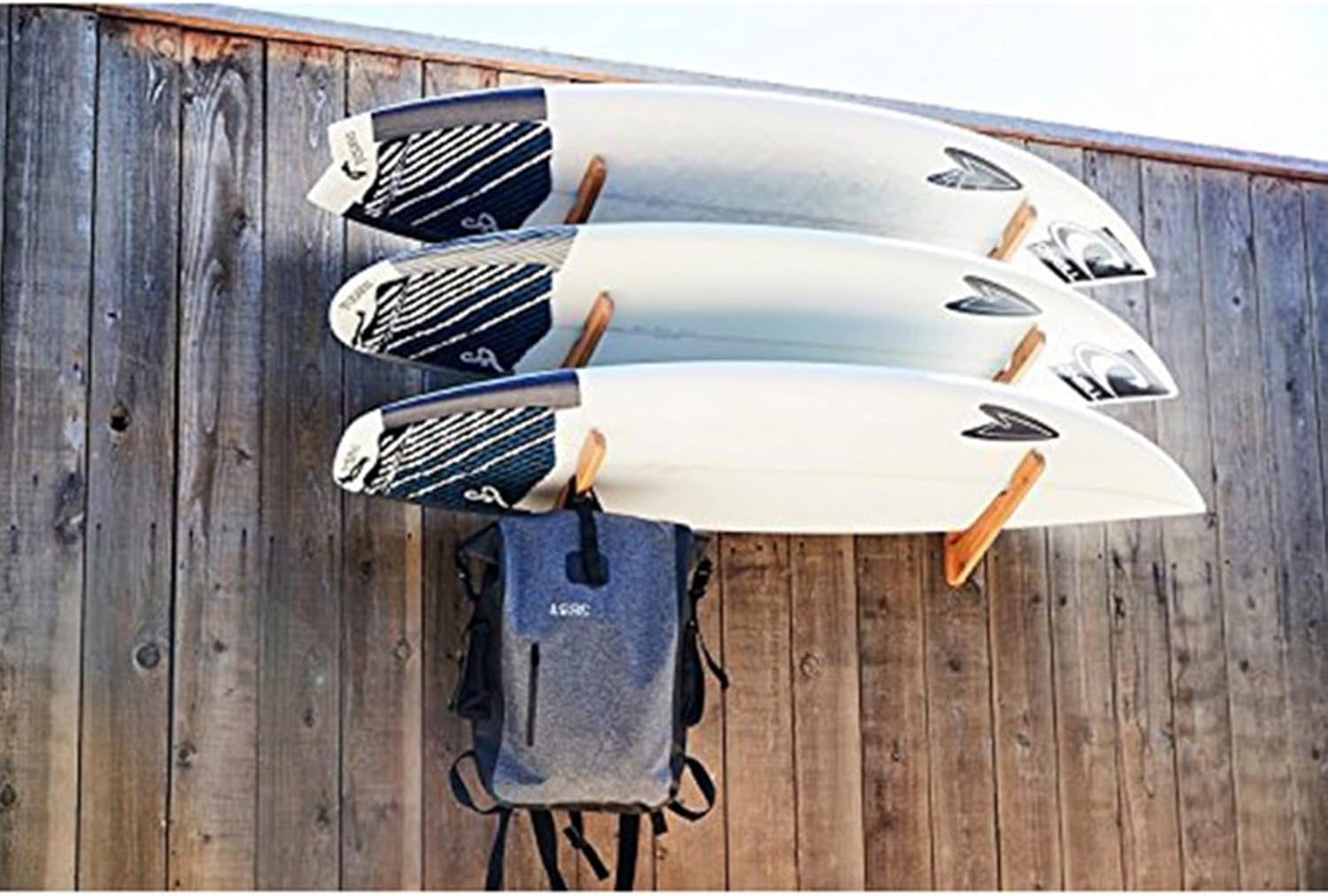 OVARIA Surfboard Wall Rack, Freestanding Surfboard Storage Rack, Wooden Multi Wall Rack Display for Wake, Surf, Skate and Snowboard Storage, Holds 4 Surfboards