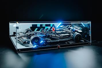 J.WOO Studio Premium LEGO Display Case for Technic Mercedes-AMG F1 W14 E Performance Model 42171 with LED Lights - Officially Themed Acrylic Showcase, Dust-Proof & Stackable Display Box