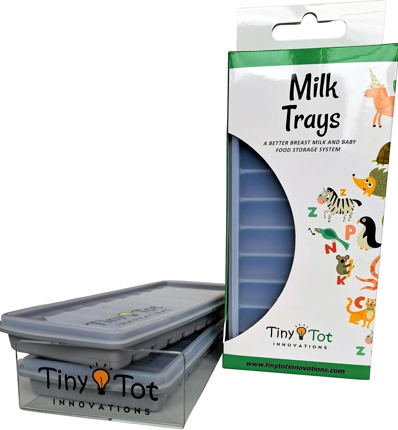 Breast Milk Freezer Storage Trays w/Carrier, 101oz Bars, 2