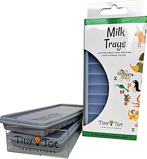 Breast Milk Freezer Storage Trays w/Carrier, 10-1oz Bars, 2 Containers w/Lids and Carrier, 100% Food Grade Silicone