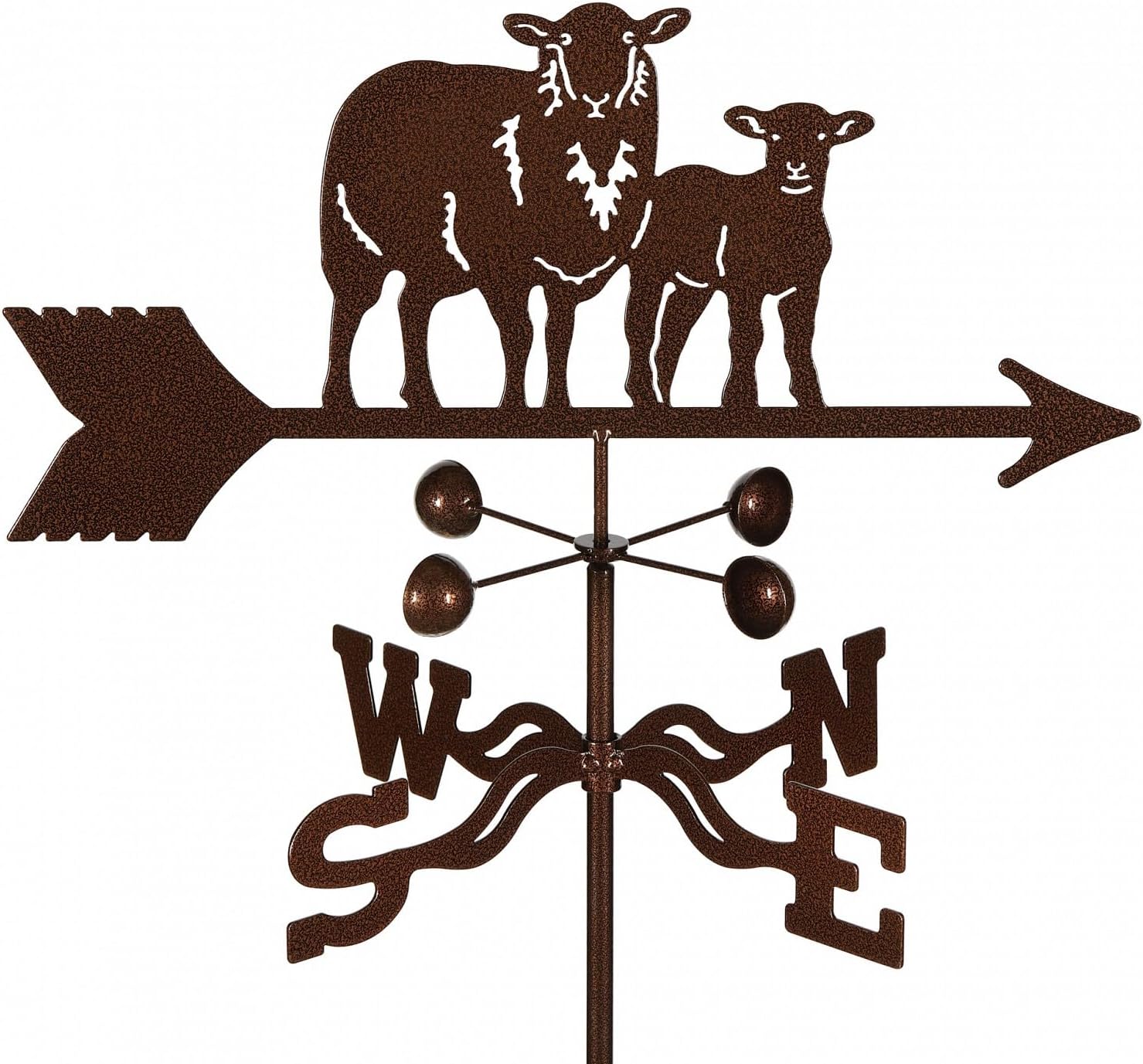 EZ Vane Sheep Weathervane — Roof Mount, Wind Cups, Antique Copper Finish, Steel with Durable Triple Powder Coating, Handcrafted in USA