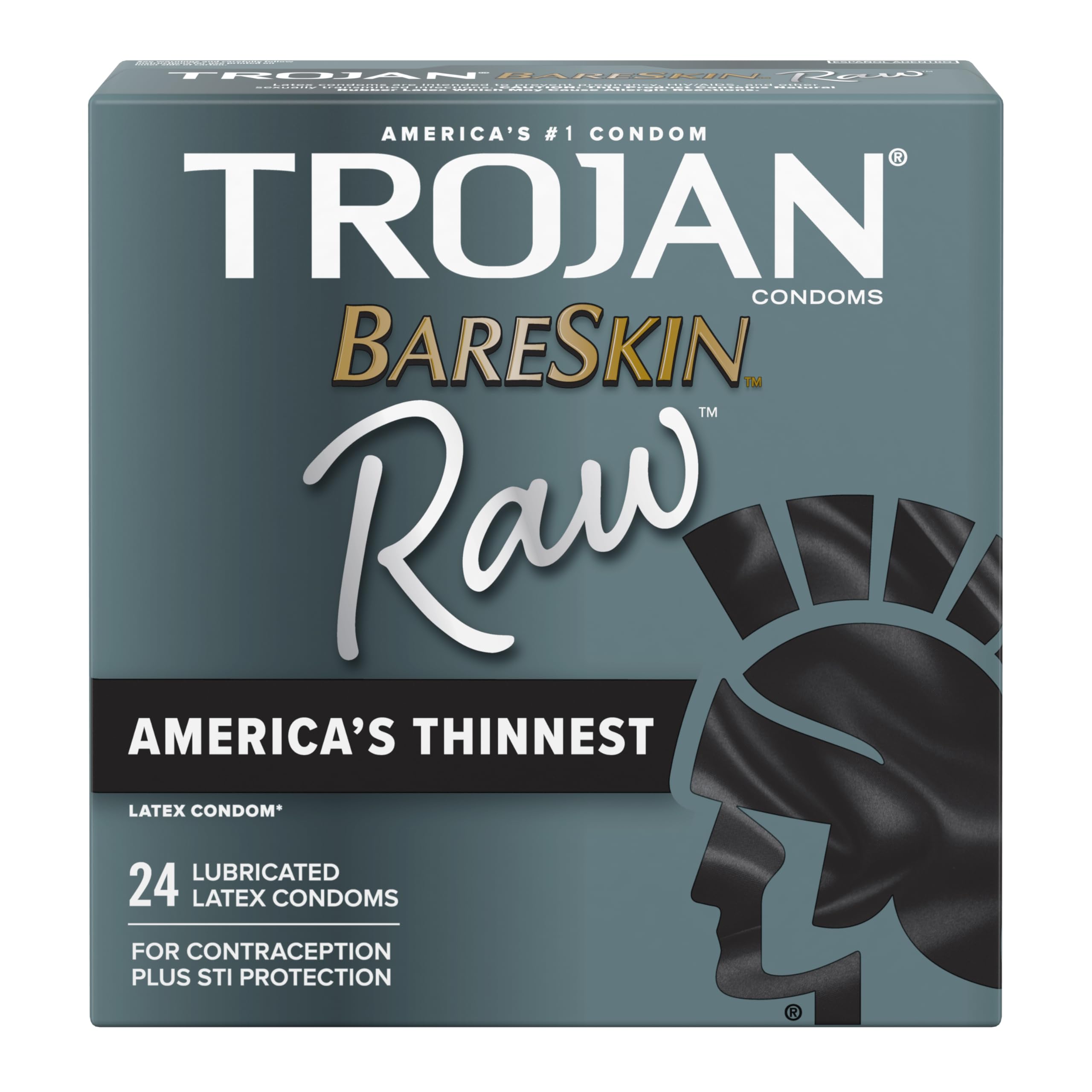 Trojan Condoms Bareskin Raw Lubricated, 24 Count 24 Count (Pack of 1)