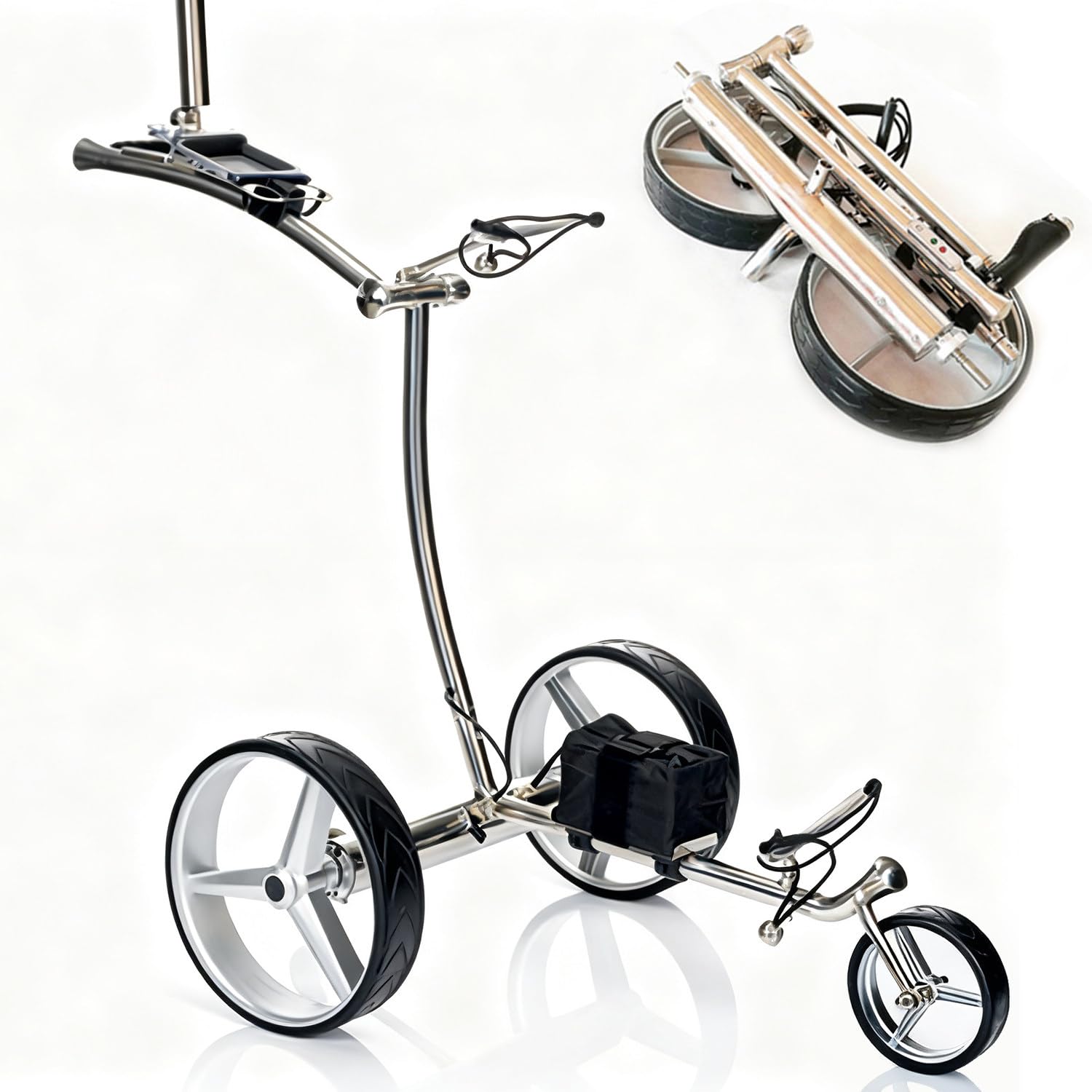 Carro de Golf Plegable 3 Ruedas Eléctrico - Pushcart Ligero con Mando a Distancia | Liviano| Equipado con Paragüero,Soporte para Teléfono y Tarjeta de Puntuación | Ascenso 30°,9 Velocidades