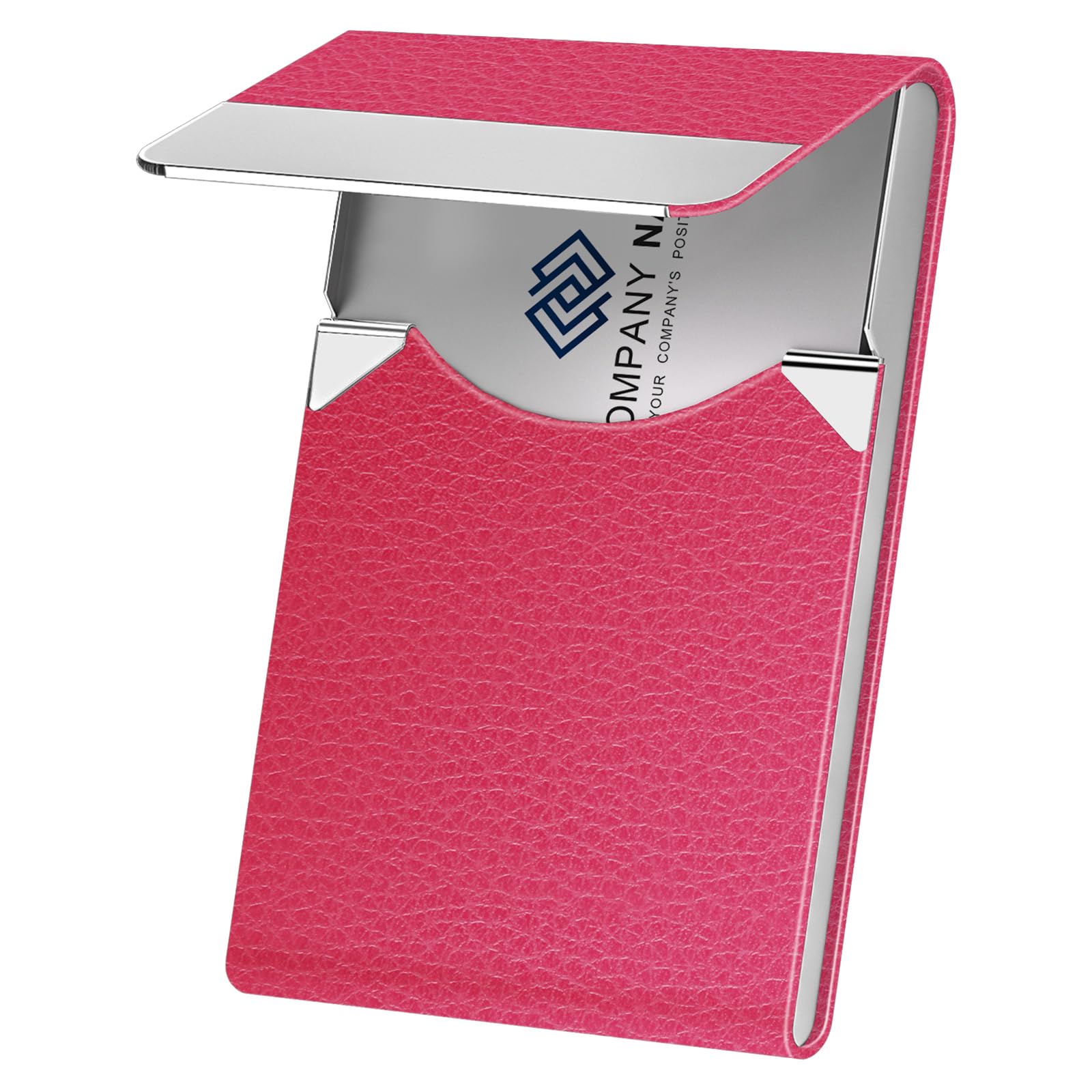 Business Card Holder with Ultra Slim Design, Business Card Case with Premium PU Leather, Suit Pocket Metal Card Holder for Women/Men, Magnetic Closure Quick Access Cards