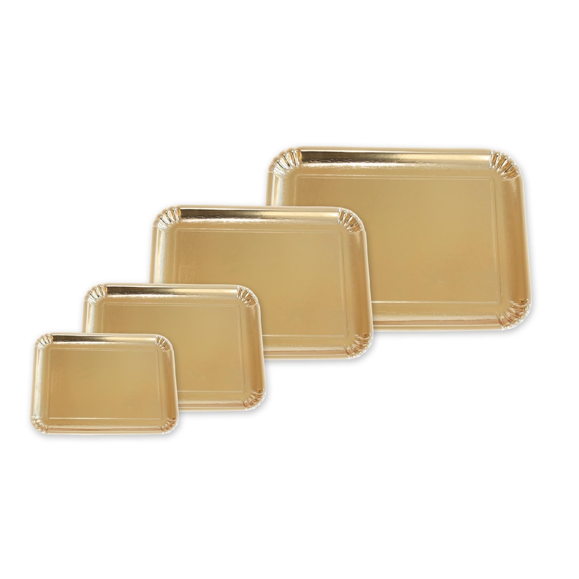 Brio PZ 100 Vassoio in Carta Color Oro CM 17 X 25 per Dolci Tray Gold Paper in Cartone Alimentare