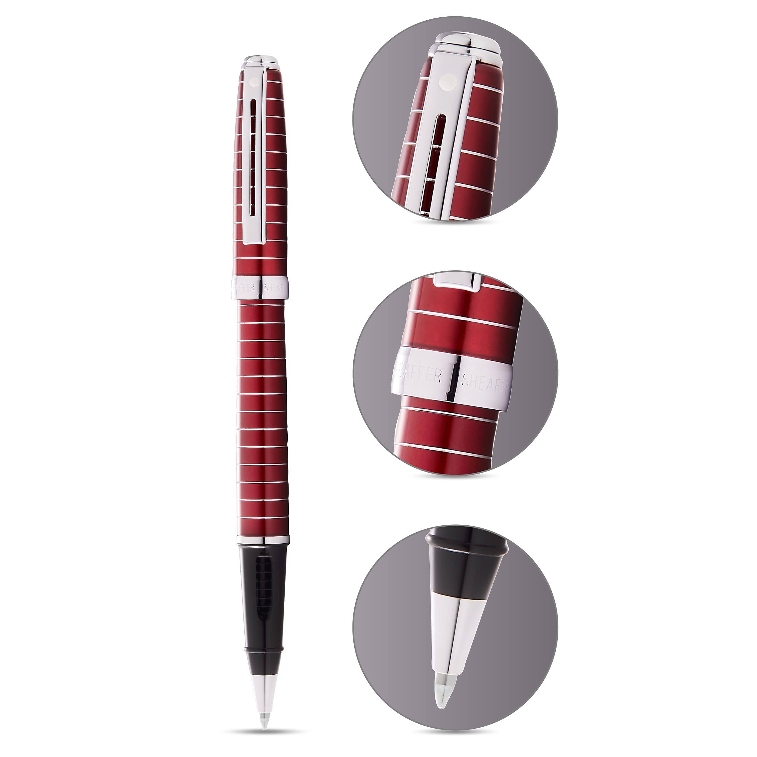 Penna Roller Sheaffer Prelude Merlot - Finitura Laccata Ispirata Art Deco, Ricarica Inchiostro Gel Inclusa - Scrivere Con Stile, Garanzia A Vita
