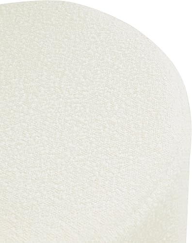 Miniatura 5 de HomePop Otomana redonda tapizada para decoración del hogar  reposapiés otomana  color crema Boucle 17.5 x 17.5 pulgadas