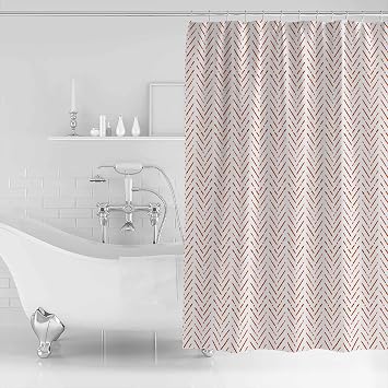 Burnt Orange Striped Shower Curtain, Stall Shower Curtains for Bathroom/Bathtub, Modern Abstract Art Geometric Waterproof Fabric Shower Curtain Set with 12 Hooks, 72 x 78