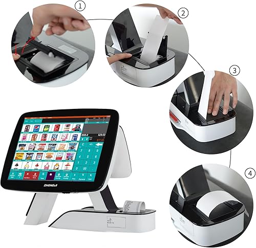 Miniatura 9 de MEETSUN Caja registradora POS todo en uno con pantalla táctil de 15 pulgadas con impresora térmica de recibos integrada de 2 14 pulgadas para