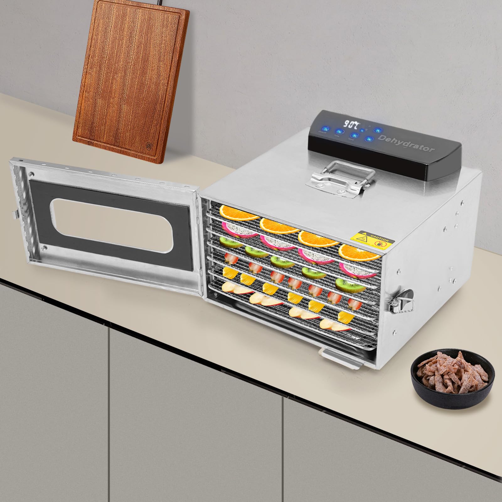 Essiccatore in acciaio inox a 6 piani, essiccatore per alimenti, carne, frutta, verdura, 400 W