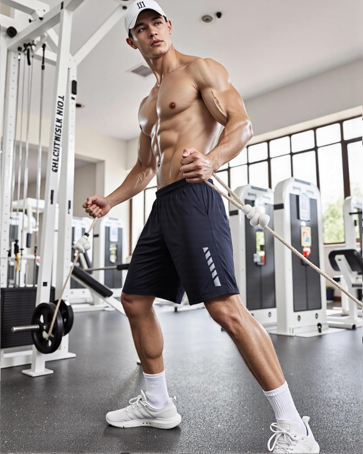 Men's Athletic Shorts with Pockets and Elastic Waistband, Quick Dry Activewear Workout Short for Gym, Running - Image 3