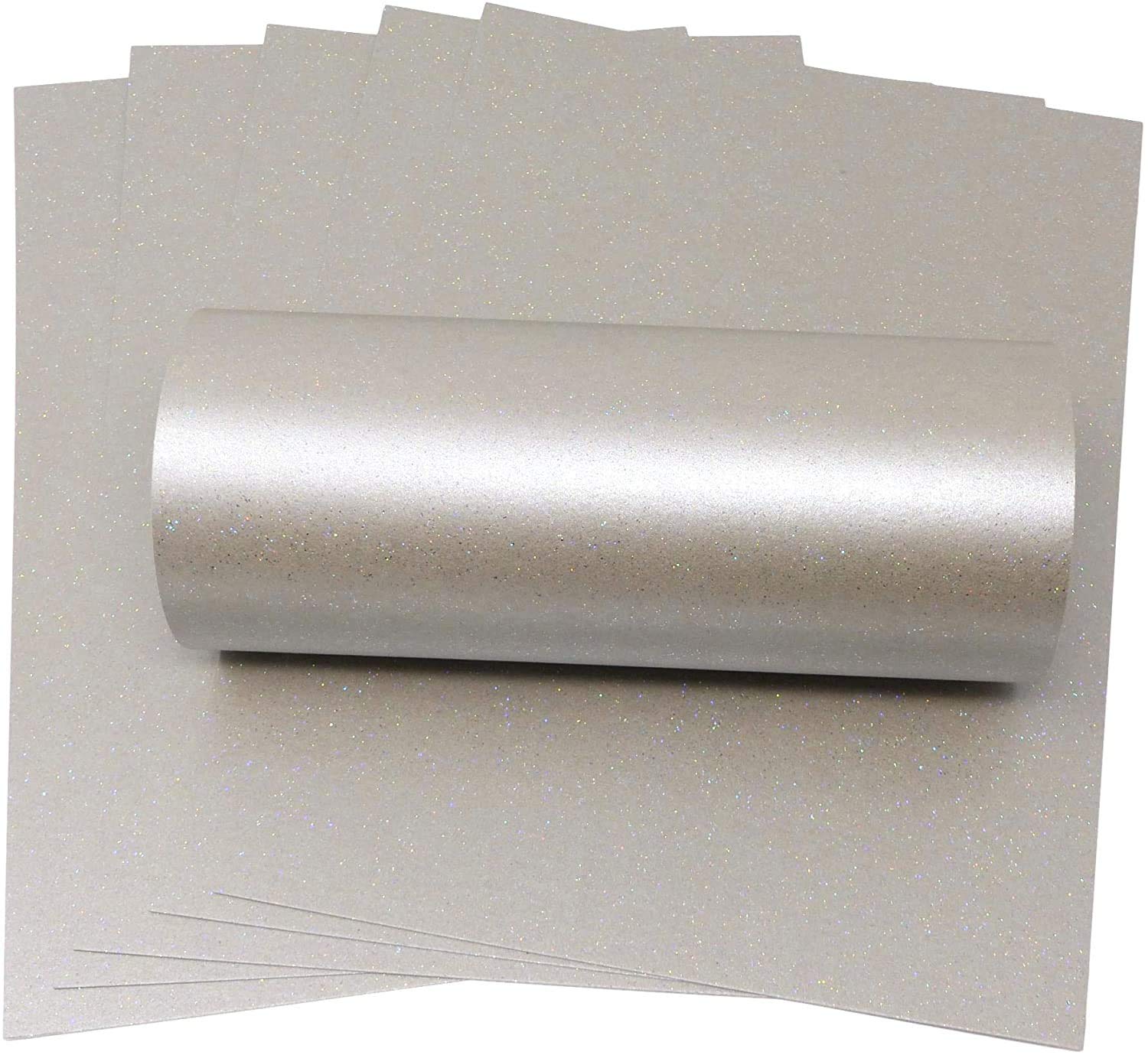 Syntego 10 Sheets A4 Mercury Silver Sparkle Paper with Iridescent Sparkle 120gsm Crafts Card Making Christmas