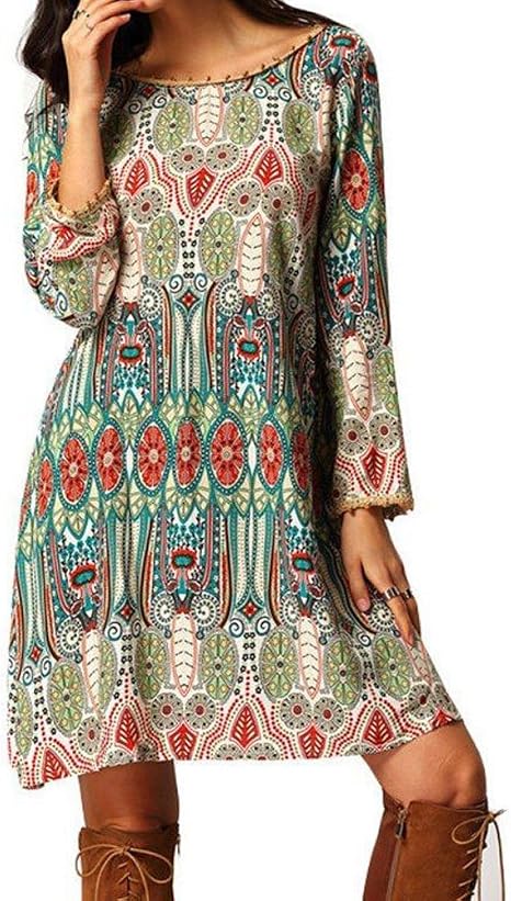 Women Bohemian Back V Neck Vintage 