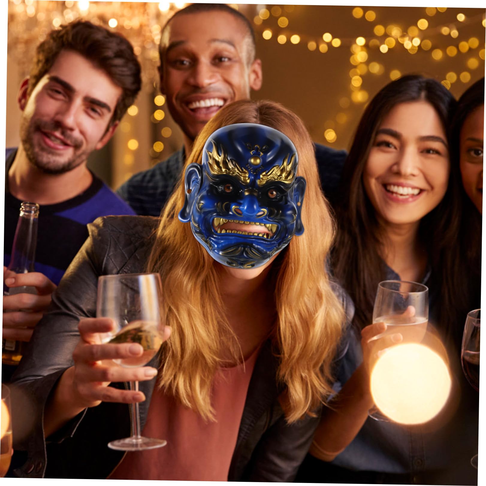 Healeved 3 Pièces Masque Costume en Résine Bleu Célébration Halloween